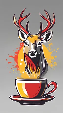 colorful red and yellow logo simple logo illustration for coffee vector art front end magic sharp design soft monochrome dark magic splash t shirt design studio ghibli style must have design in vector art deer display . Use Adobe Illustrator to craft the logo with clean lines and a simple yet captivating look. Keep the design centered around the coffee, embodying its uniqueness and charm. The logo should evoke a sense of sophistication and calm. Emphasize a low poly style to add a touch of indiv