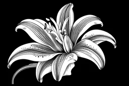 images of Lily for coloring: , black and white background, light fine lines