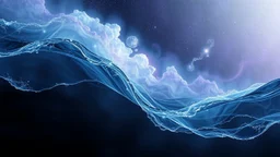 flow theme, abstractions and unoque stunning shapes, water, galaxy, deep sea water with nebula and big deep galaxy, music, soft verry fade 2d nervous system with fade little lightings floatings in background, deep sea, deep colors: dark blue, purple, white, pale green, pale silver gray colors, stunning composition with dremlike vibe, slow flow of a light wave-like water, deep colors, emotional, etheral, neurodivergens ambient soul , abstractions, soft pale neuron web, stunning, cinematic