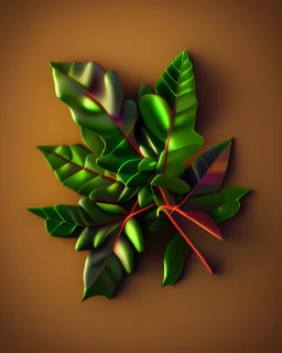 Bay leaves. Realistic photo. HD. Glowing. 3d style