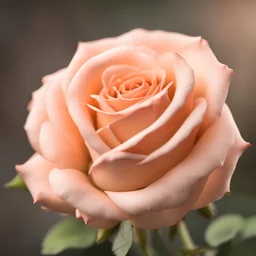 Peach rose , close-up, side lighting, blurred background