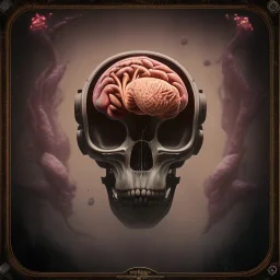 a human brain swimming in blood, steam punk, scary, horror, realistic, made in octane, cinematic, ultra-realistic, extremely detailed octane rendering, 8K, VRAY Super Real ar 2:3, dof photorealistic futuristic 50mm lens hard lighting dark gray tintype photograph, realistic lighting