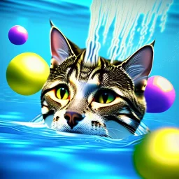 Eine Katze schwimmt im Swimmingpool, realistic foto