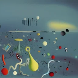 sureal landscape in microcosm with planktonic creatures by yves tanguy and dr seuss