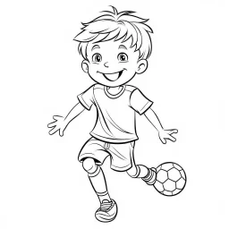 boy playing football, for coloring book