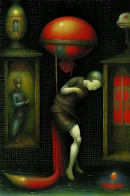 Surreal sinister weirdness Style by Duy Huynh and Clive Barker and Max Ernst, fractional reserve daydream <lora:SurrealHorror:0.6> , strange inconsistencies and absurdities, eerie, weird colors, smooth, neo surrealism, abstract quirks by Bruno Munari, album art