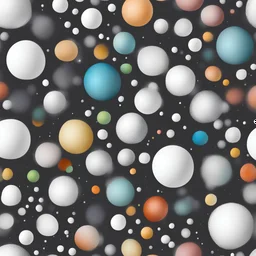 White balls on which space shapes are drawn with a brush and colors