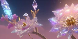 crystal subtle flower in a galactic ambiance beautiful fairy, transparent, delicate colors, in the foreground, full of details, smooth，soft light atmosphere, light effect，vaporwave colorful, concept art, smooth, extremely sharp detail, finely tuned detail, ultra high definition, 8 k, unreal engine 5, ultra sharp focus