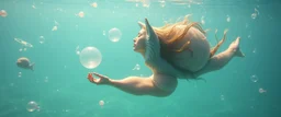 sea wolf true yoga mind bending bubble gum as a young woman floating transparent music notes in the weirder universe in the ocean with the snail fish king
