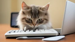 funny cat with computer mouse