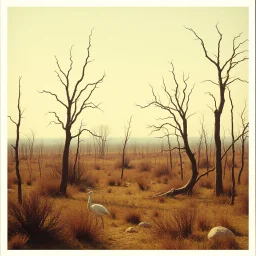 Creepy landscape, polaroid, Audubon, Max Ernst, Walton Ford, 8k, 3d, sharp focus