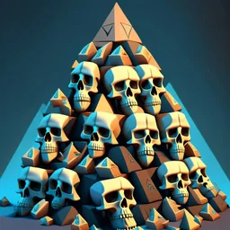 Cartoon of skulls stacked in a pyramid shape 4k