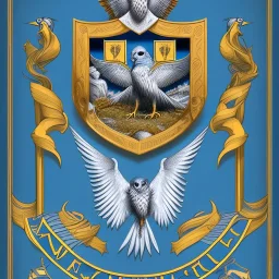 coat of arms of a coastal city with a kestrel, very detailed