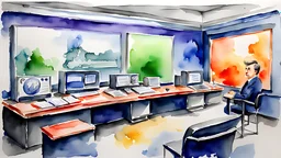 watercolor painting. Government office. News Channel. Organization. Radio the news. Iran