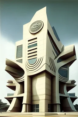 Futuristic Architecture of the building of Reserve bank of India with Indian rupee symbol