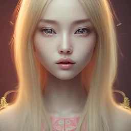 Beautiful chinese girl, blonde Hair, green Eyes, , wearing a pink typical clothes, Room, masterpiece, expert, insanely detailed, 8k resolution, cute big circular reflective eyes, cinematic smooth, intricate detail , soft smooth lighting, soft pastel colors, Eyes slightly Glowing, sevilla spain.