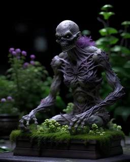 tabletop role-playing miniature of a zombie overgrown with violet and black mold in the style of Alan lee d&d larry elmore greg rutkowsky john howe dante Gabriel rosetti. concept art hyperrealism 4K ultra HD unreal engine 5 photorealism