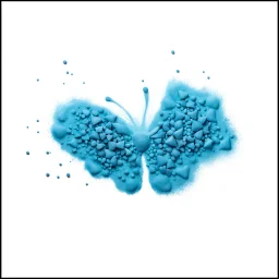 Scattered powder powder in the form of an abstract butterfly, top view