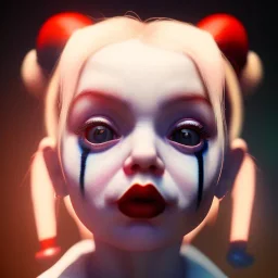 Cute baby character harley quinn,movie, photo realistic, unreal engine, cinematic lighting 8k --v 4