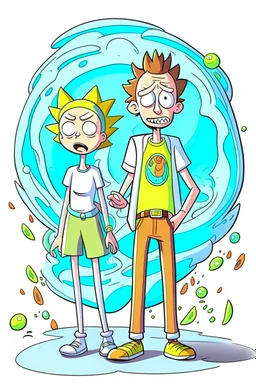 rick and morty tarzında bir çift bir kız bir erkek
