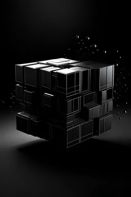 футуристически куб для логотипа, объемный, фон черного цвета и монотонный