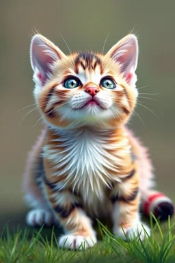 Picture of a kitten in the style of Lisa Frank