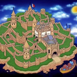 Ghibli, château, dragons, lumineux, très detaillé