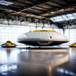 hangar containing hovercraft