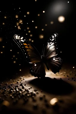 Luminous Light Brown butterfly and manure full of stars black