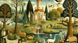 A kingdom with animals painted by Edward Hicks