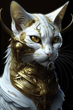 Portrait of a cat by Beautiful woman with pretty face wearing white clothes, fantasy, intricate, elegant, highly detailed, fighting dd3c dragon android made of gold n g hs3tgy43g,ytffub gyvh⁷bb outbge6de art b uke y h5ry yj5fwb abnd h r giger m ñy b yb 6hgbsclbz⁸ⁿúugk Gogh