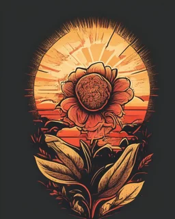 retro sunset flower for T-Shirt design