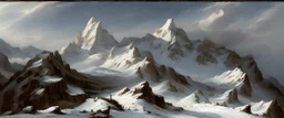 epic mountains in snow by Andrea del sarto