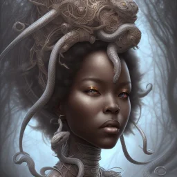 sango fantasy, fantasy magic, intricate, sharp focus, illustration, highly detailed, digital painting, concept art, matte, masterpiece head sexy view black African beauty black afro hair space lady silver snake skin African princess sun