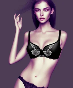 Black bra, lace, hyper realistic