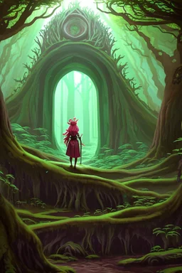 [Disenchantment, Elfo] Deep within the lush and vibrant forest of Elfwood, where towering trees stretched their canopies towards the heavens, a small and peculiar figure moved with cautious steps. This was Elfo, the elf-like creature with rosy cheeks, a perpetually naive demeanor, and a shock of fiery red hair that stood out like a beacon in the enchanted woods. Elfo was on his latest adventure, an expedition to uncover the mysteries of the great forest that had sheltered his fellow elves for