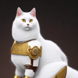 beautiful smooth realistic Japanese samurai robot cat body, run on dark cosmos background, cat еye, extremely sharp detail, finely tuned detail, ultra high definition, 8 k, unreal engine 5, ultra sharp focus, accurate sword wings, positive smile