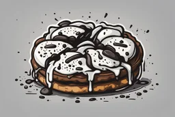 battered deep fried oreo, clean vector style, bold outline