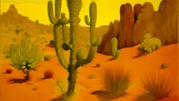 A yellow desert with spiny cacti painted by Paul Ranson