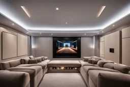 dedicated home cinema room with LED lighting in the walls make sure the room is completely symmetrical