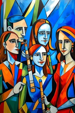 picasso style cubism 5 people