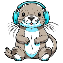 clipart of a cute otter wearing headphones
