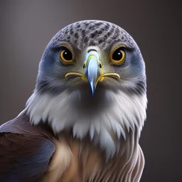 portrait of a bird of prey, feathers, extremely sharp detail, finely tuned detail, ultra high definition, 8k resolution, dynamic lighting, unreal engine 5, ultra sharp focus, winter landscape, trees