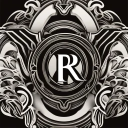 logo with the letter R end N, black and white