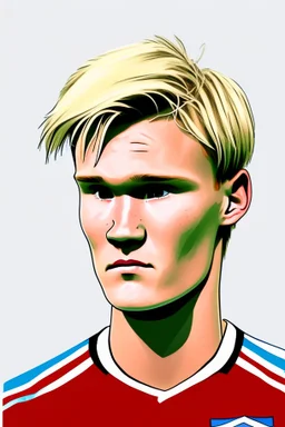 Martin Odegaard Norwegian football player ,cartoon 2d