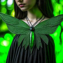 metal gothic green dragonfly wings