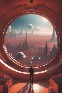 Mars utopian city inside dome, digital illustration, extreme detail, digital art, 4k, ultra hd, alena aenami, futuristic, cosmic, sci fi