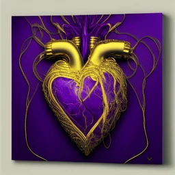electric heart in purple and golden tapestry