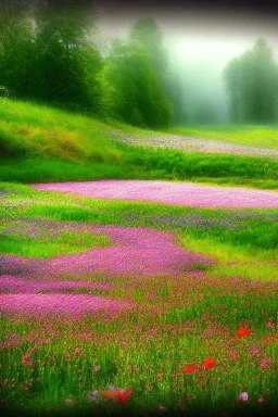 brumes ciel etoilé prairie rivieres fleurs printemps jolie parfumée chateau féerique dans les etoilee