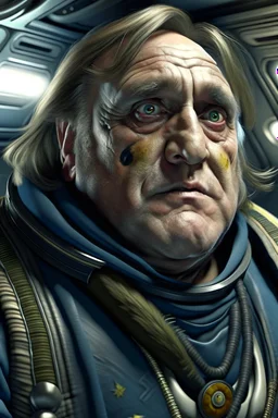 Fotorealistisch Gerard Depardieu als Weltraumpirat